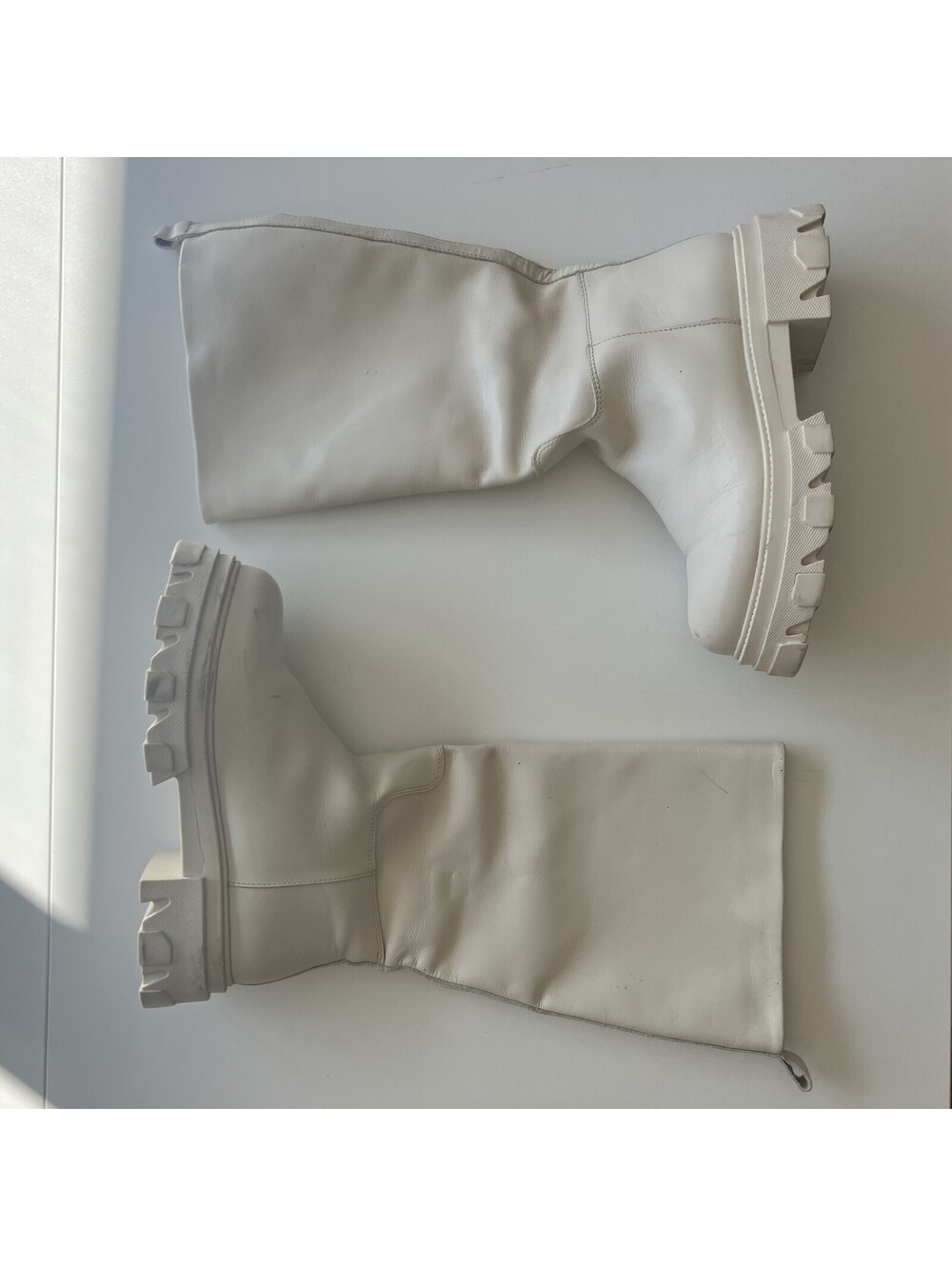 Steve Madden Chunky Cream Knee High Go Go Boots Sz 8.5 Indie Vanguard Alt